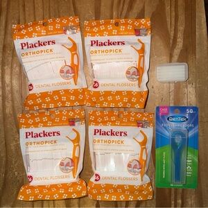 Lot of Plackers Orthopick Dental Flossers & Dentek Floss Threaders